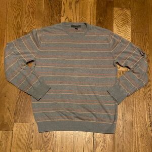 Old Navy Gray 100% Cotton Sweater Striped Orange Men's M Medium Used Crewneck